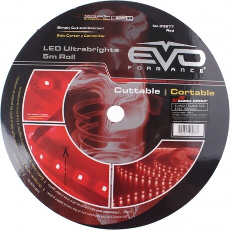 led-strip flexibel 12 Volt 500 cm op rol rood