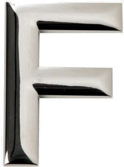plakletter F chroom 58 x 47 mm per stuk