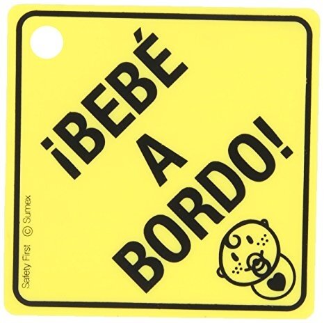 bordje Beb&eacute; a Bordo! spaans 12,5 x 12,5 cm geel