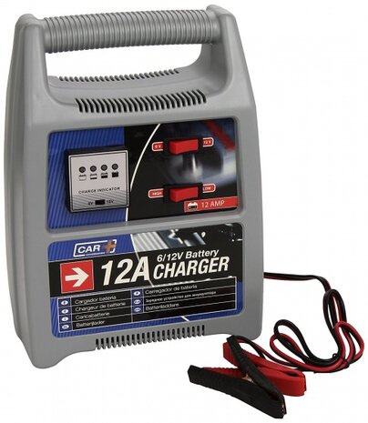 acculader 6-12 Volt 12 Amp grijs