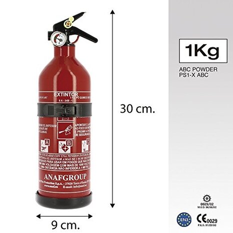 brandblusser met manometer en houder 1 kg rood 30 cm