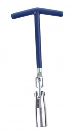 bougiesleutel T-greep 21 cm staal 16 mm blauw