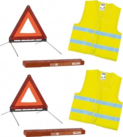 gevarendriehoeken met veiligheidshesjes 4-delig