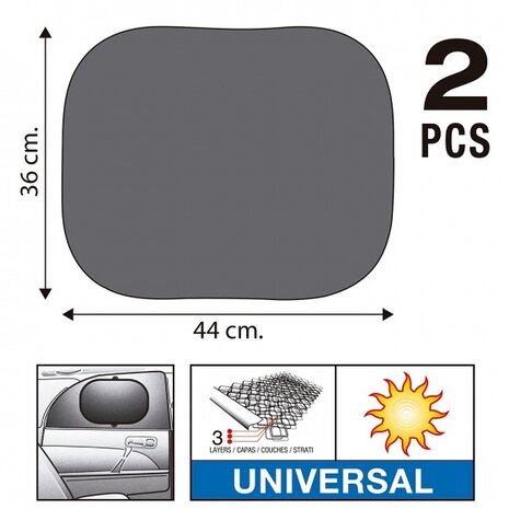 zonneschermen zijruit 3-laags 36 x 44 cm zwart 2 stuks