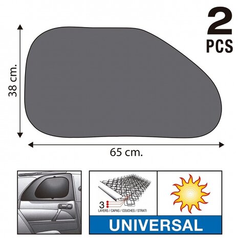 zonneschermen zijruit 3-laags 38 x 65 cm zwart 2 stuks