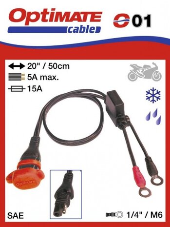 permanente accu-aansluiting SAE - 5A max 50 cm zwart
