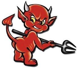 autosticker Funny Devil 11 x 10,5 cm rood