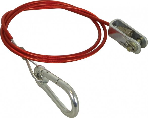breekkabel met gaffel en musketonhaak 120 cm rood