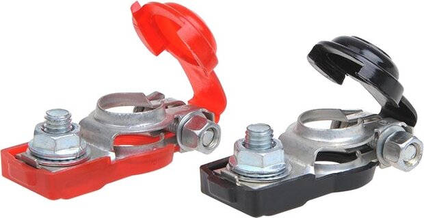 accuklemmenset met bescherming (+) en (-) DIN 16/18 mm