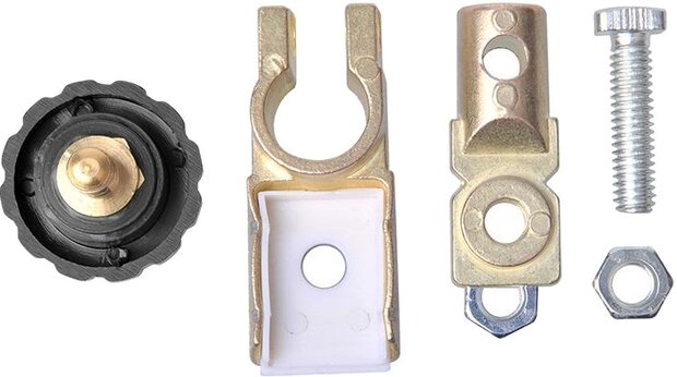 accuklem (-) met stroomonderbreker DIN 17,5 mm
