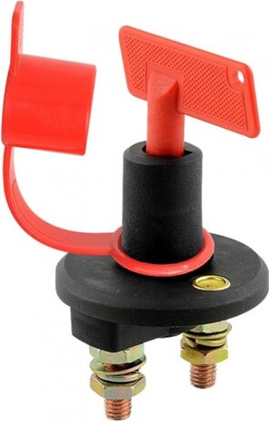 hoofdschakelaar 2-polig 6-24 Volt 100 Amp&egrave;re zwart/rood