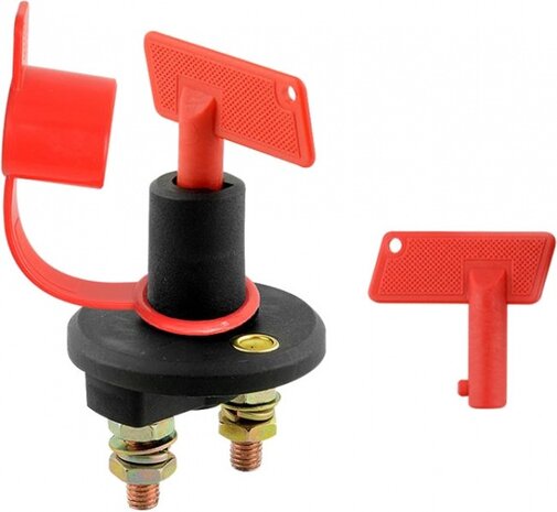 hoofdschakelaar 2-polig 6-24 Volt 100 Amp&egrave;re zwart/rood