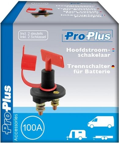 hoofdschakelaar 2-polig 6-24 Volt 100 Amp&egrave;re zwart/rood