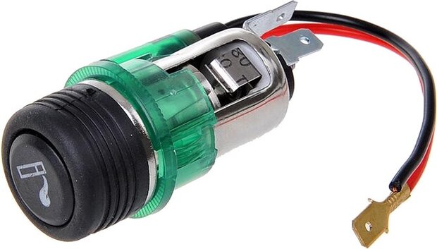sigarettenaansteker met verlichting 12/24 V 28 mm groen