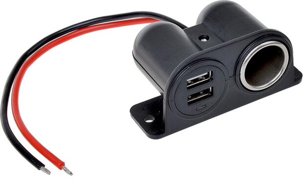 sigarettenaansteker/USB-opbouwdoos 12/24 Volt 2,1 A