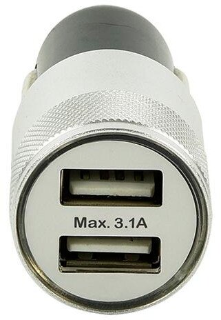 autolader USB dubbel 12/24 Volt 3,1A zwart/zilver