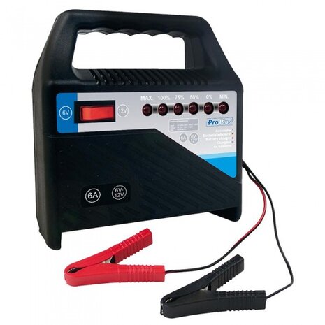 acculader 6/12 Volt 6 Amp&egrave;re 20+Ah zwart