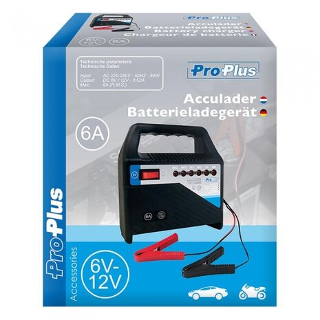 acculader 6/12 Volt 6 Amp&egrave;re 20+Ah zwart