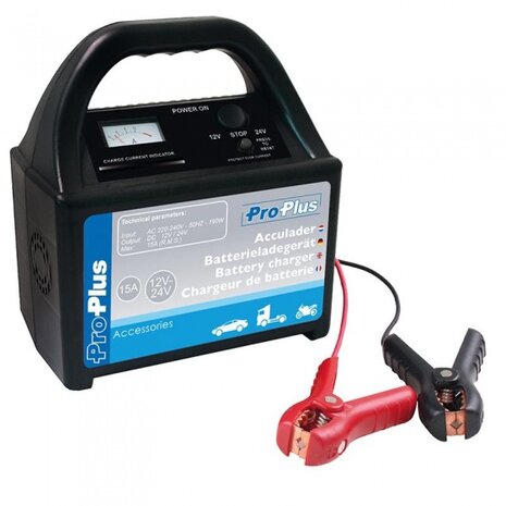 acculader 12/24 Volt 15 Amp&egrave;re 30-300 Ah zwart