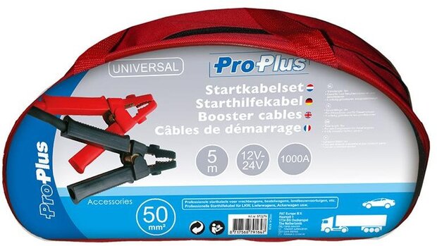 startkabels 1000A 5 meter 12/24 Volt 50 mm&sup2;