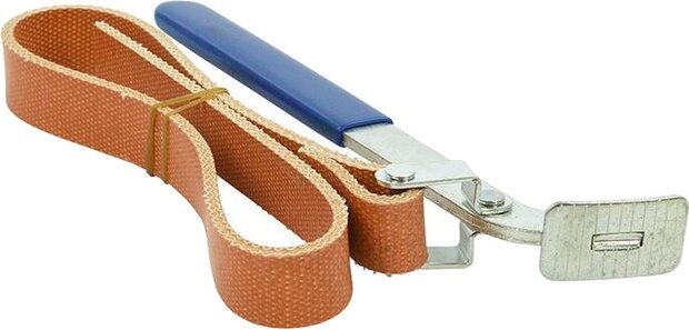 oliefiltersleutel met leren band 24 cm staal