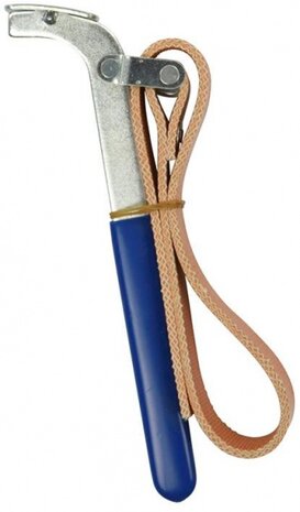 oliefiltersleutel met leren band 24 cm staal