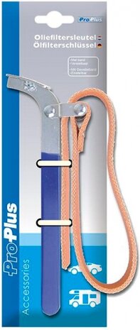 oliefiltersleutel met leren band 24 cm staal