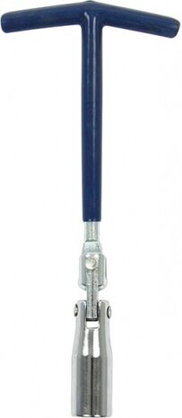 bougiesleutel T-greep 23 cm staal 16 mm blauw