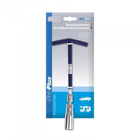 bougiesleutel T-greep 23 cm staal 16 mm blauw