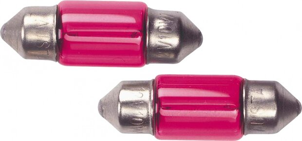 autolamp C5W 39 mm 12 Volt 1 Watt rood coated 2 stuks