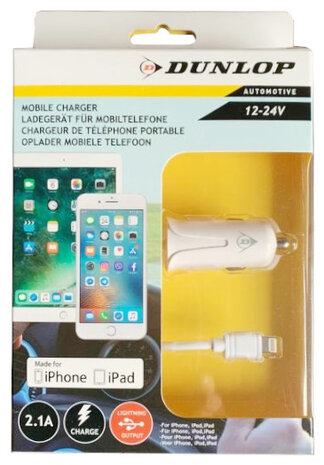 autolader Apple Lightning 12/24 Volt 2,1 Amp&egrave;re wit