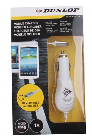 autolader micro-USB 12/24 Volt 1 Amp&egrave;re wit