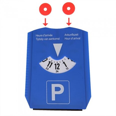 parkeerschijf met krabber 3-in-1 15,5 x 12 cm blauw