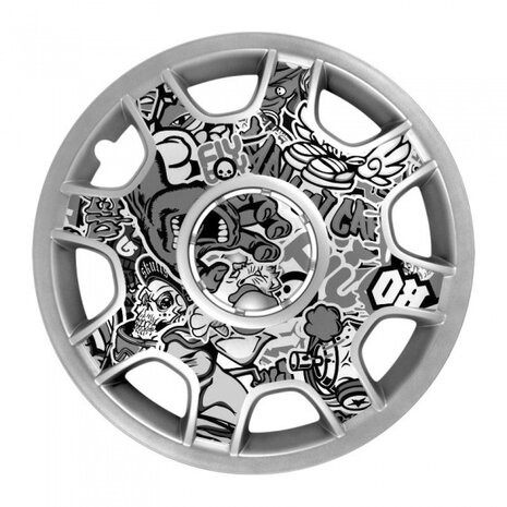 stickerbombfolie Grafitti 200 x 60 cm zwart/wit