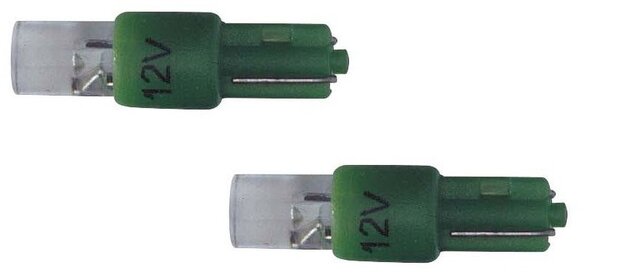 autolampen T5 12 Volt 1 Watt groen 2 stuks
