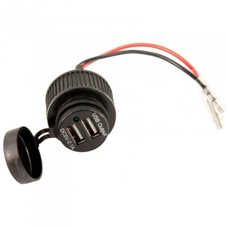dubbele USB-inbouwdoos met frame 12/24 Volt 28 mm