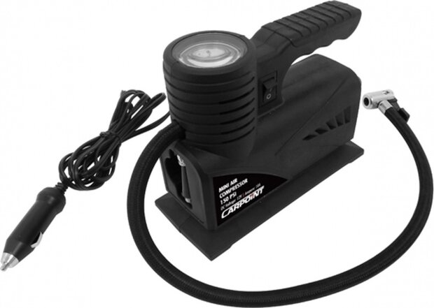 compacte luchtcompressor 12 Volt 10 Bar zwart