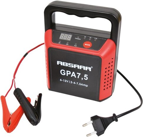 acculader 6/12 Volt 20-80 Ah 7,5 Amp&egrave;re rood