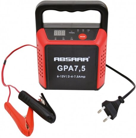 acculader 6/12 Volt 20-80 Ah 7,5 Amp&egrave;re rood