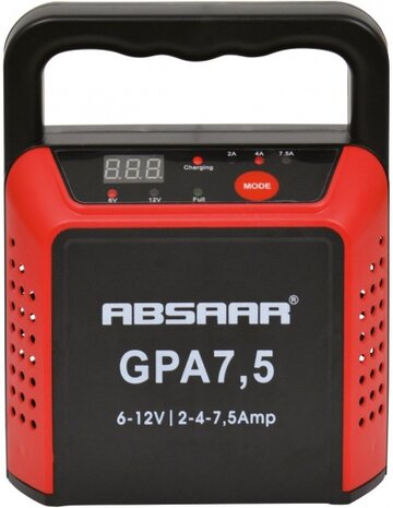 acculader 6/12 Volt 20-80 Ah 7,5 Amp&egrave;re rood