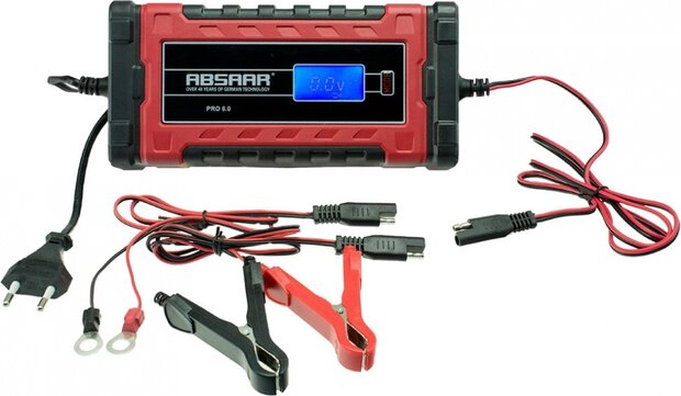 acculader Pro 8.0 12/24 Volt 0-160/220 Ah 8A rood/zwart