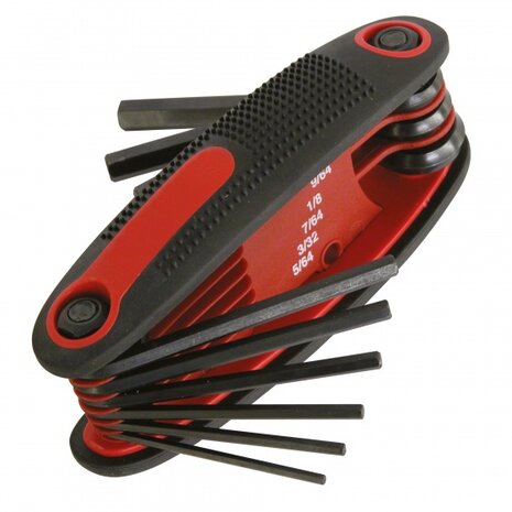 inbussleutelset 8-delig 1,5-2-2,5-3-4-5-6-8 mm rood/zwart