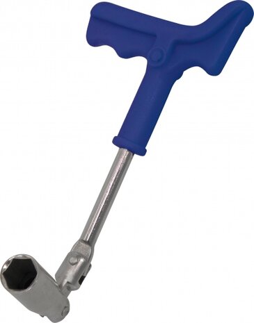 bougiesleutel T-greep 26 cm staal 16 mm blauw