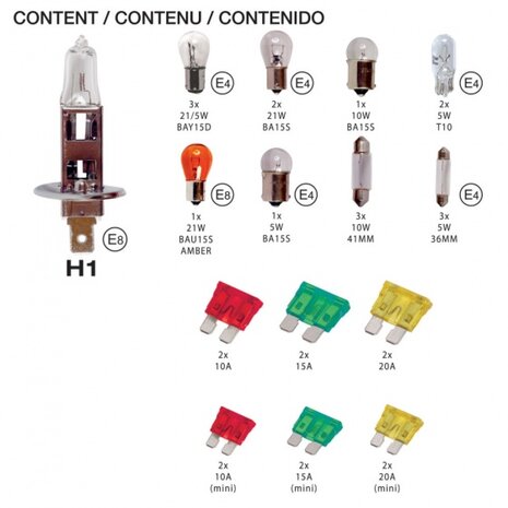 reservelampenset auto H1 12 Volt 30-delig