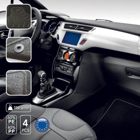 pasklare mattenset Nissan Qashqai (2014+) zwart
