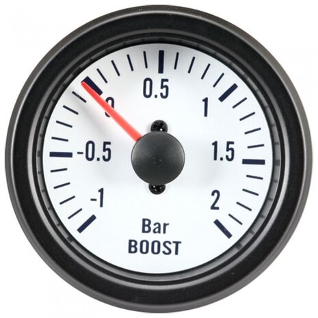 turbodrukmeter 52 mm 12 Volt wit/zwart