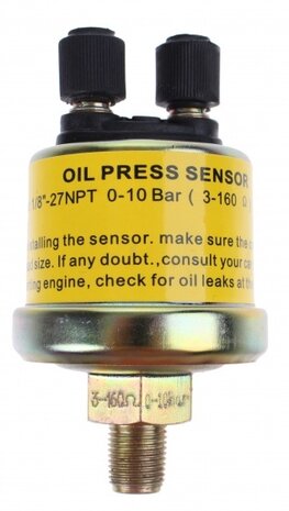 oliedrukmeter met sensor 52 mm 12 Volt wit/zwart