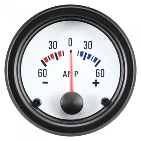 amp&egrave;remeter 52 mm 12 Volt wit/zwart