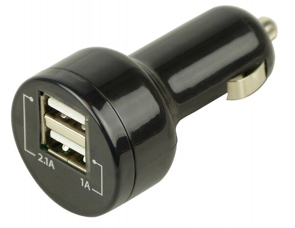 USB-lader 1 en 2,1 Ampere (12/24V) 5,5 cm zwart