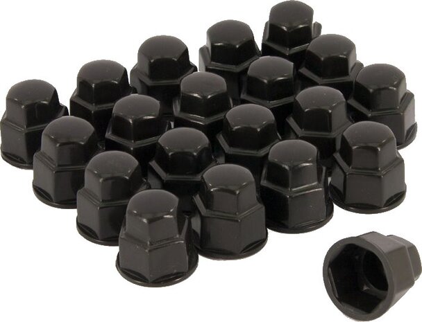 wielmoerkapjes 19 mm kunststof zwart 20 stuks